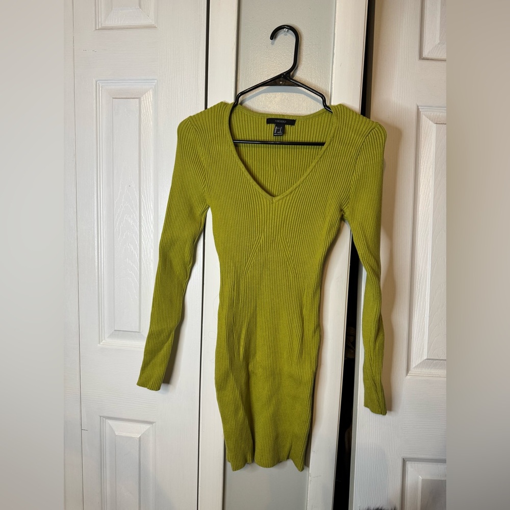 Forever 21 Green Ribbed Knit Dress